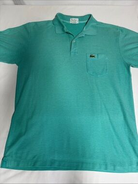 Vintage Izod Lacoste Polo Shirt Men’s L Aqua Turquoise Pocket Crocodile